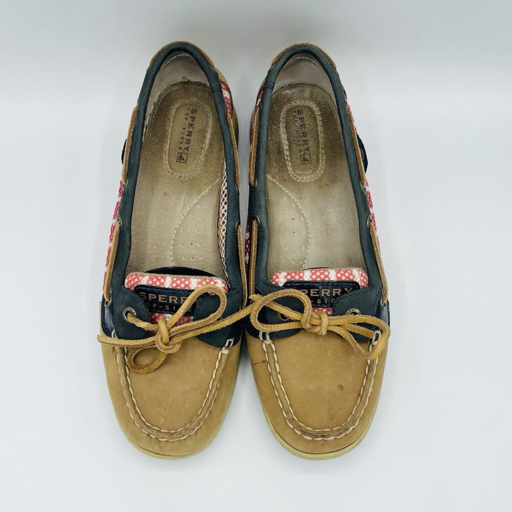 Sperry Top Sider Shoes Womens Size 7.5 M Tan Brown Leather Boat Shoe Slip On - Picture 5 of 11